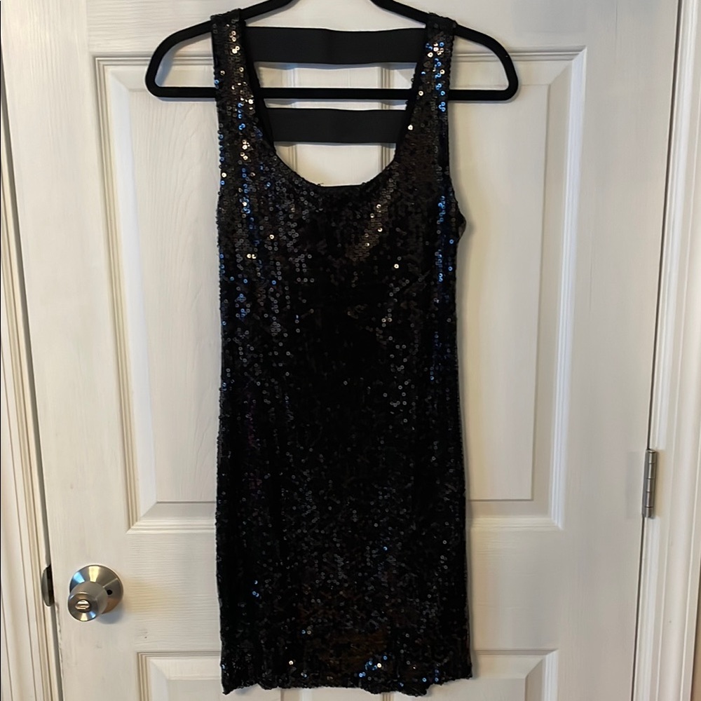 Elegant Black Sequin Mini Dress
